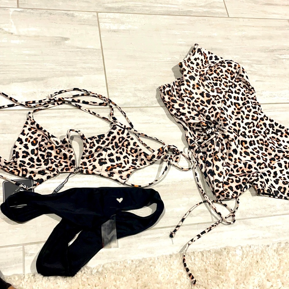 ZAFUL cheetah bikini heart set